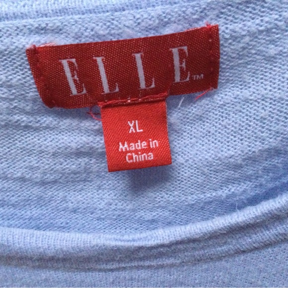 Elle Baby Blue Long Sleeve Knit & Chiffon Blouse - Picture 3 of 4